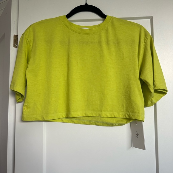 NWT The Frankie Shop Karina Cropped T-Shirt in neon yellow - Picture 2 of 6